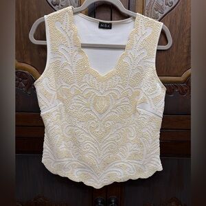 Vintage MSK Cream and White Beaded Camisole Top
